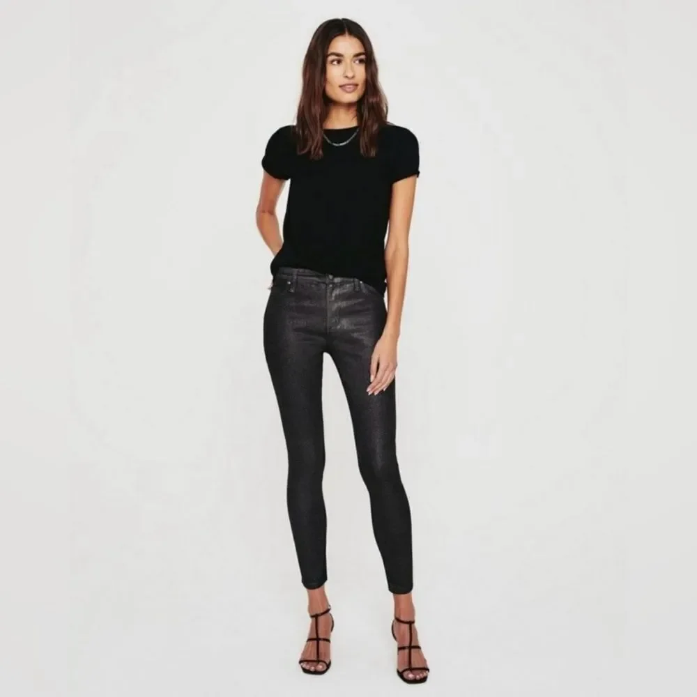 NWT AG Adriano Goldschmied Farrah Skinny Ankle in Luminous Gunmetal Size 29